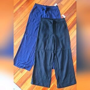 NWT Lot Of 2 Old Navy Playa Loose Fit Wide Leg Pants Size L Black Navy Blue